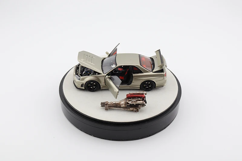 PGM-Alloy Simulation Static Car Model Toy, 1:64, GTR R34 Z-TUNE com motor, JDM, totalmente aberto, limitado a 999 peças, presente mundial