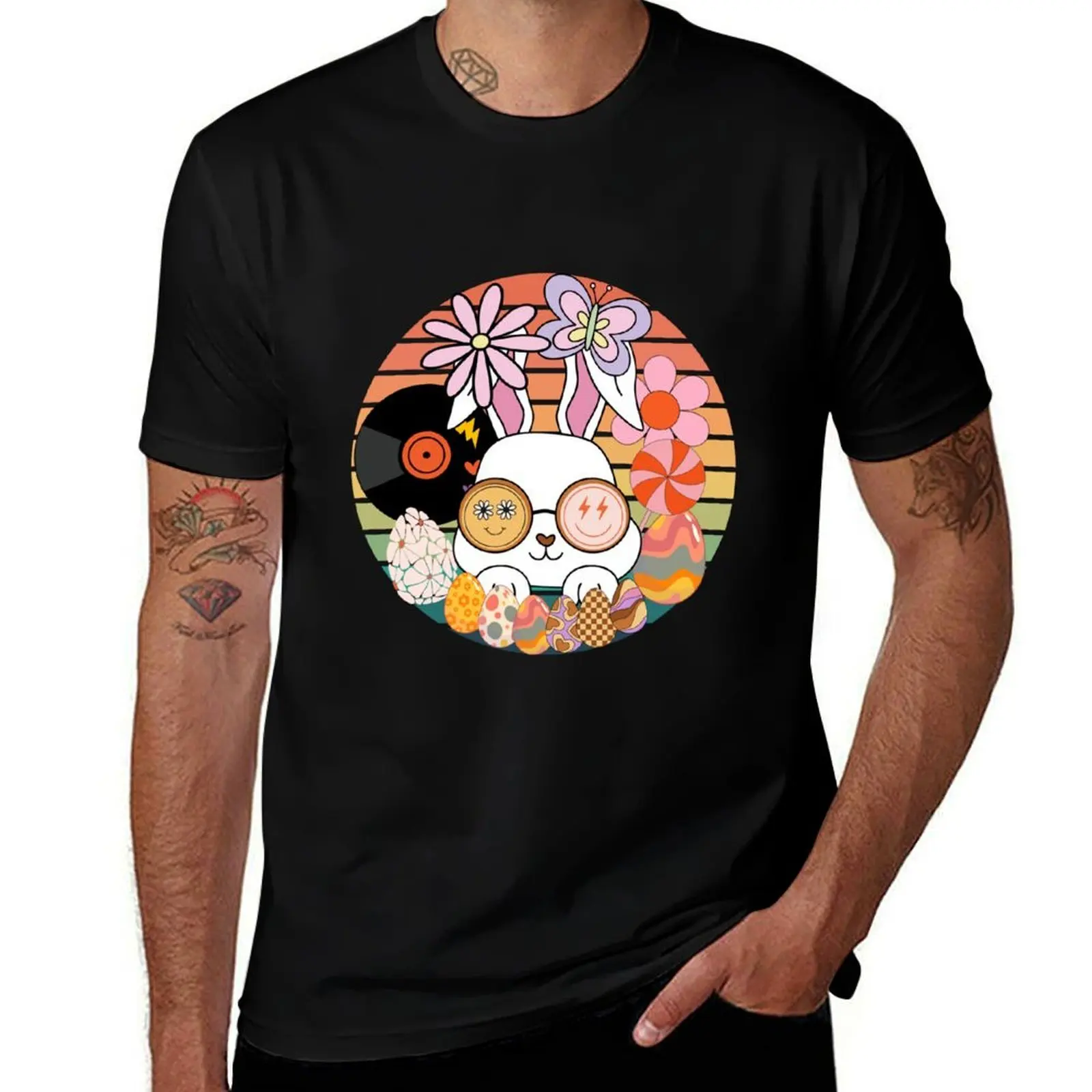 

Retro Easter Shirt Easter Bunny Smile Face Groovy Easter Day T-Shirt Personalized t-shirt anime shirt mens cotton t shirts