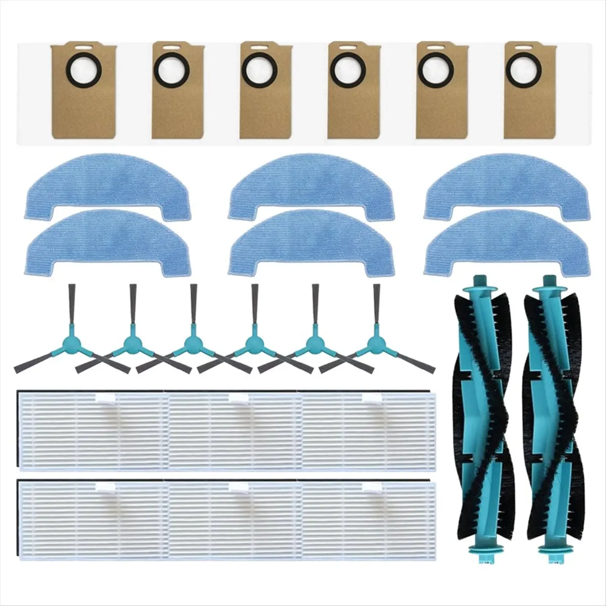 

26 шт. для пылесоса T20 Pro, запасные части, основная щетка, боковая щетка, HEPA-фильтр, швабра, тканевый мешок для пыли