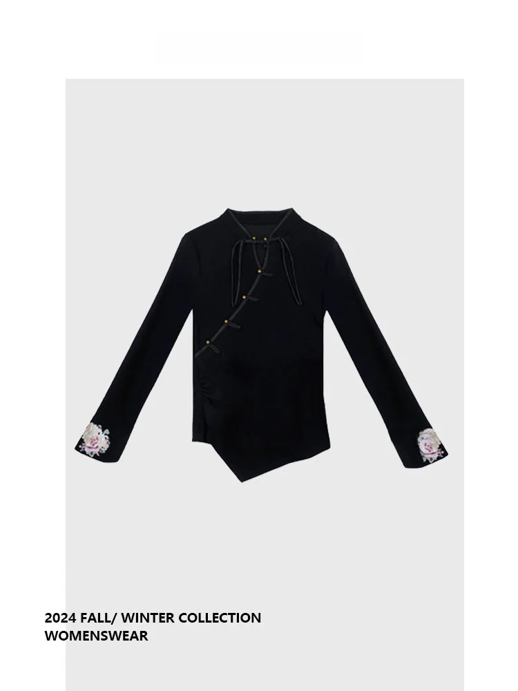 

Универсальный топ Forever 2 с китайской вышивкой и пуговицами, для осени и зимы, удлиненный, больших размеров, женский...