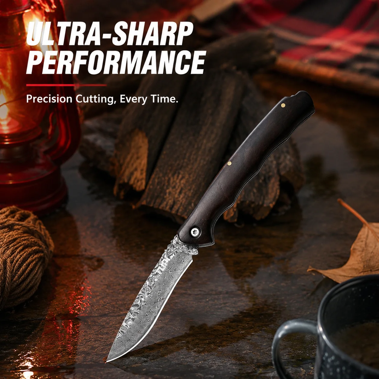 Personalized Pattern Outdoor Defensive Folding Knife Damascus Steel Knife Portable Sharp Knife In The Field