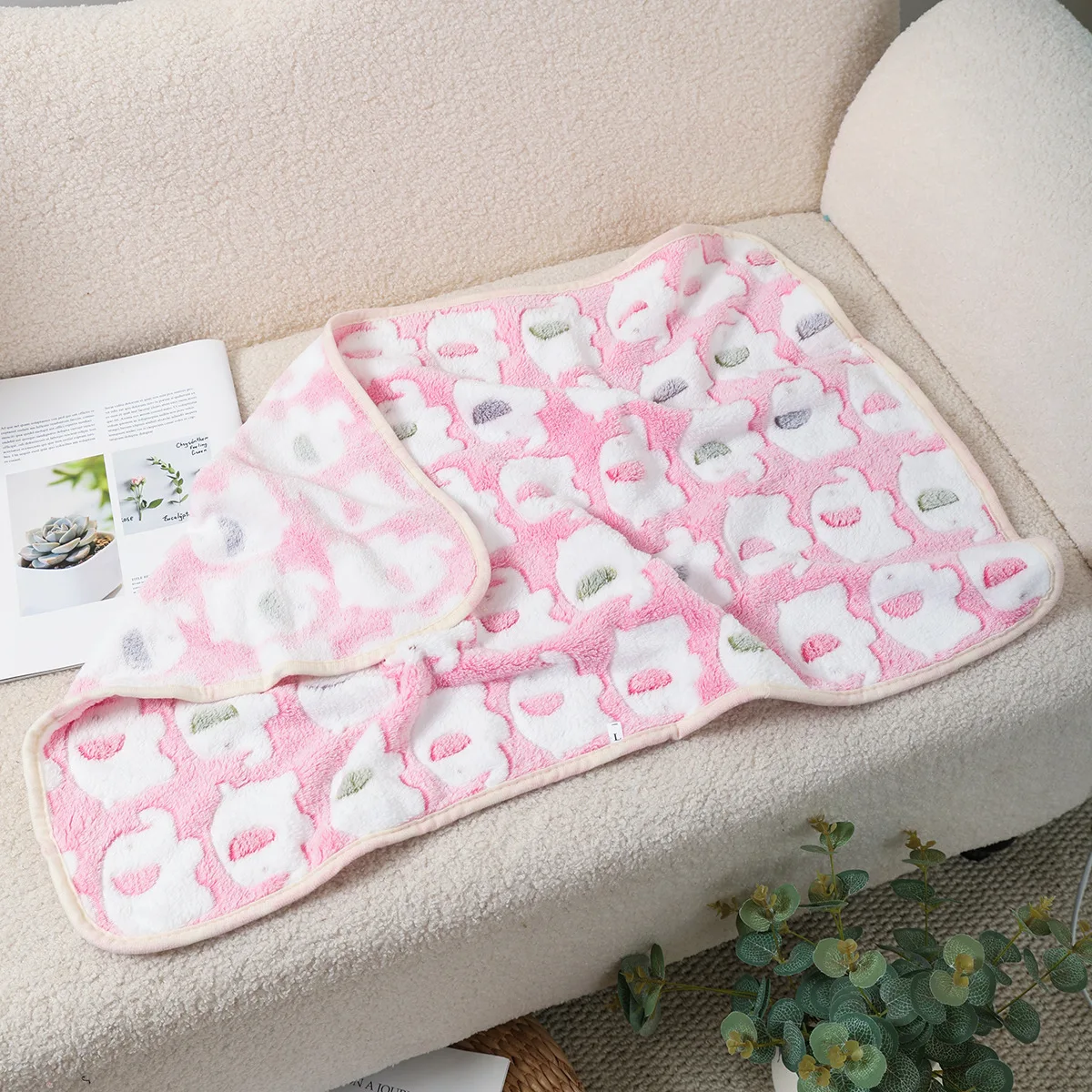 Superweiche Flauschige Fleece-Hundedecken mit Cartoon-Elefantenmuster, Premium-Flanell-Fleece-Haustierdecke für Hunde und Katzen – Detail 3