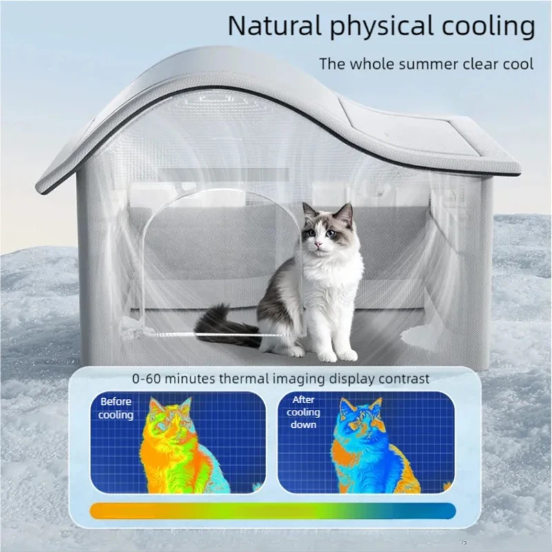 Gatos refrescantes no verão, frescos e refrescantes no verão, casas com ar condicionado, camas para gatos, cães pequenos e médios, camas para cães