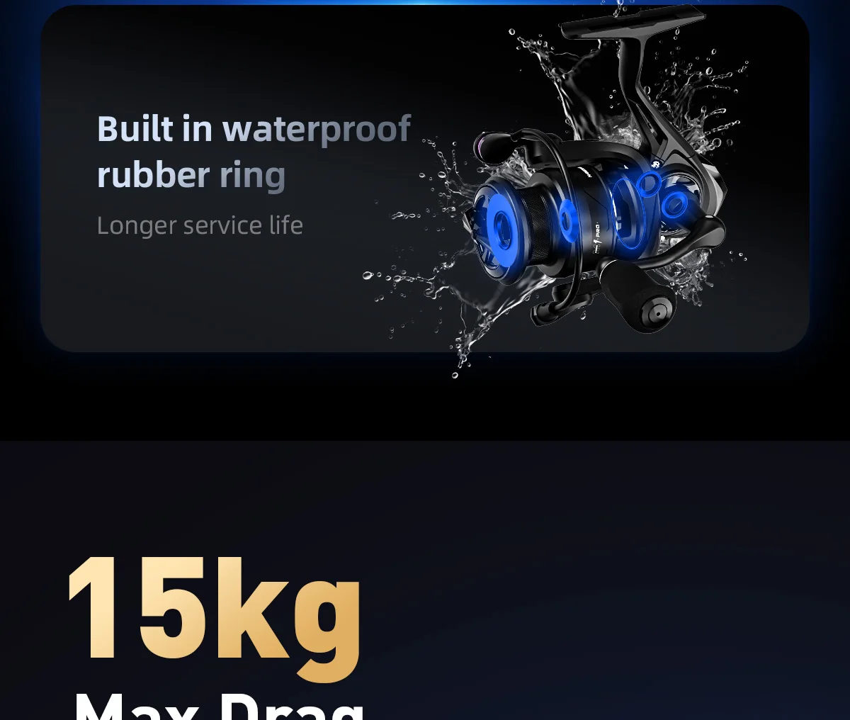 HANDING M1 Pro Spinnrolle Korrosionsbeständige Meerwasser-Angelrolle 9+1 Kugellager 15KG Max Bremskraft für Großfisch-Angeln – Detail 5