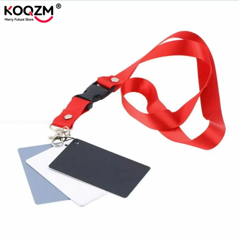 3 In 1 White Black Grey Balance Cards 18 Degree Gray Card S Size With Neck Strap Photography Accessories For Digital Cameras