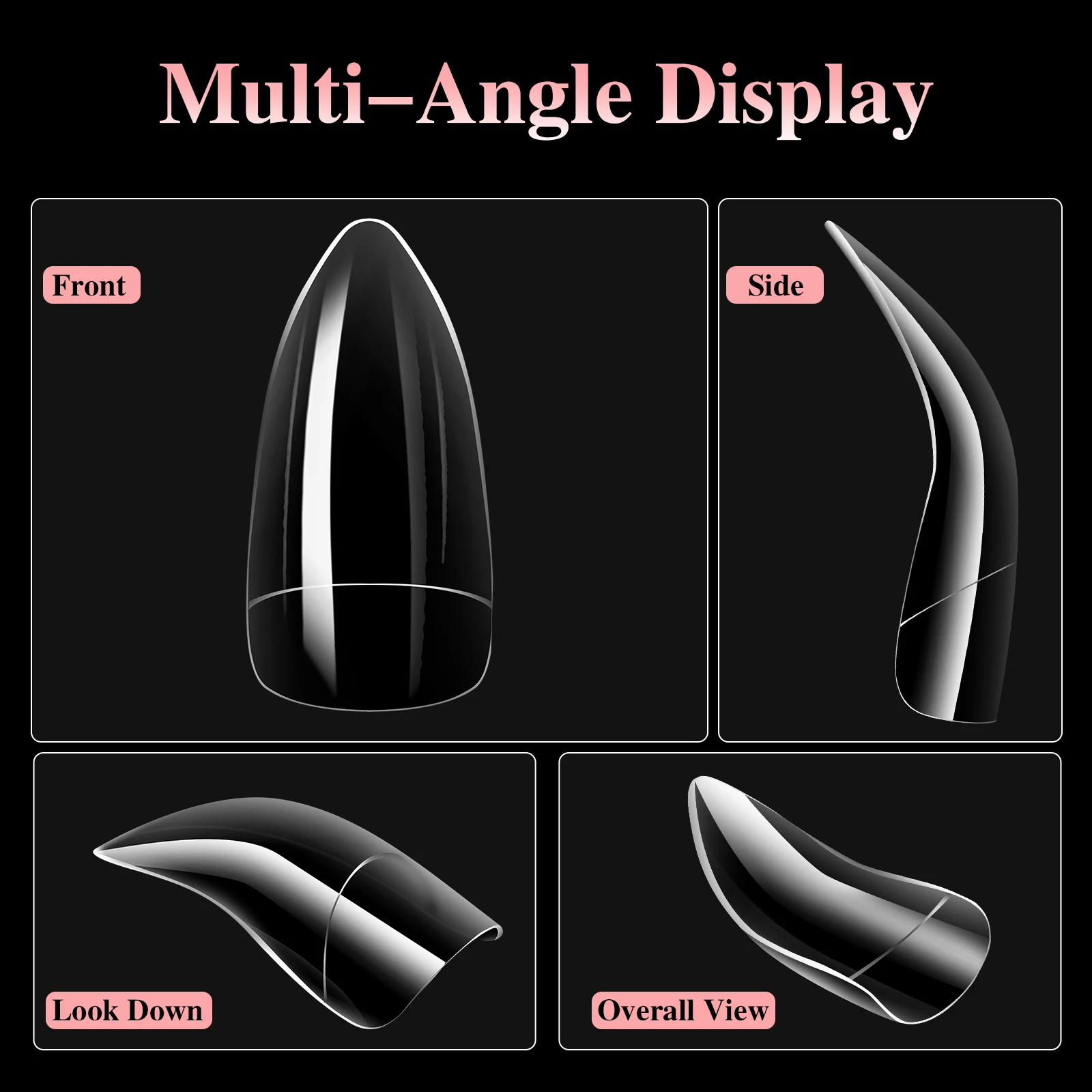 100pcs Special Shaped False Nails Acrylic Curved Nail Tips Clear White Full Cover Fake Nail Eagle Nail Extension Manicure Tool