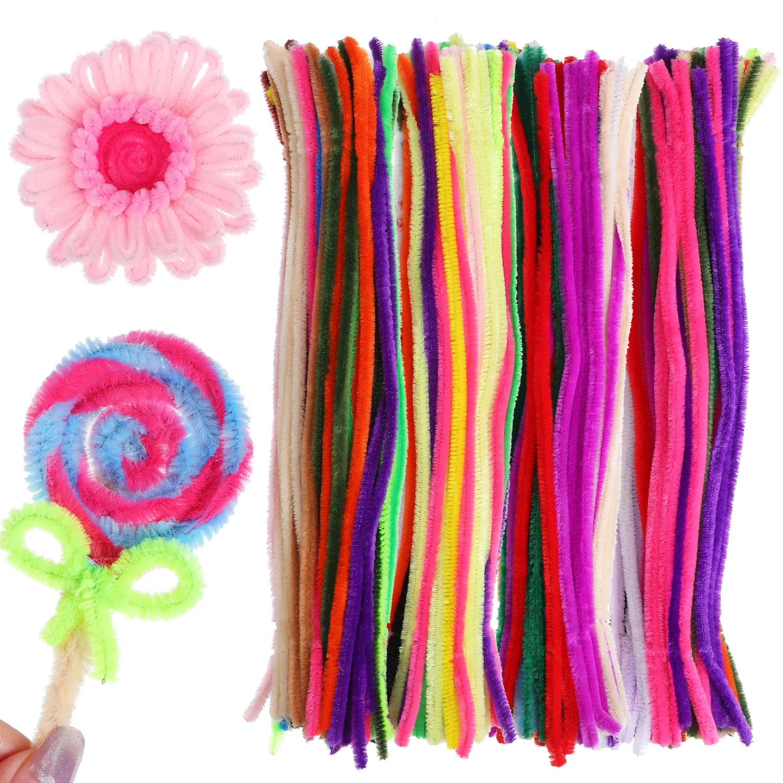 

400 pcs Fuzzy Pipe Cleaners Material Pack Colorful Soft Flexible Craft Supplies Child Friendly Decorations