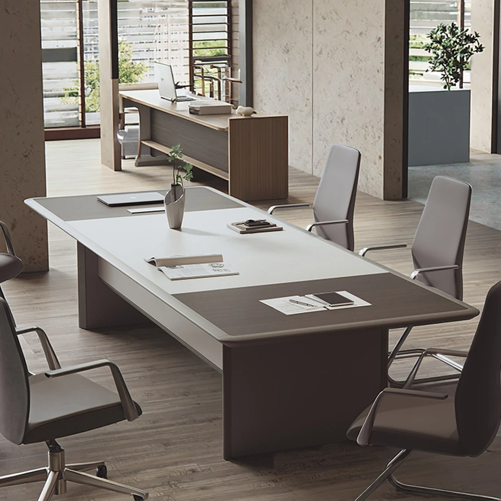 #Modern High-End Extendable Modular Rectangular Wood Panel Conference Table 6-Seater Chairs For Hotel Office Dining Bedroom Use