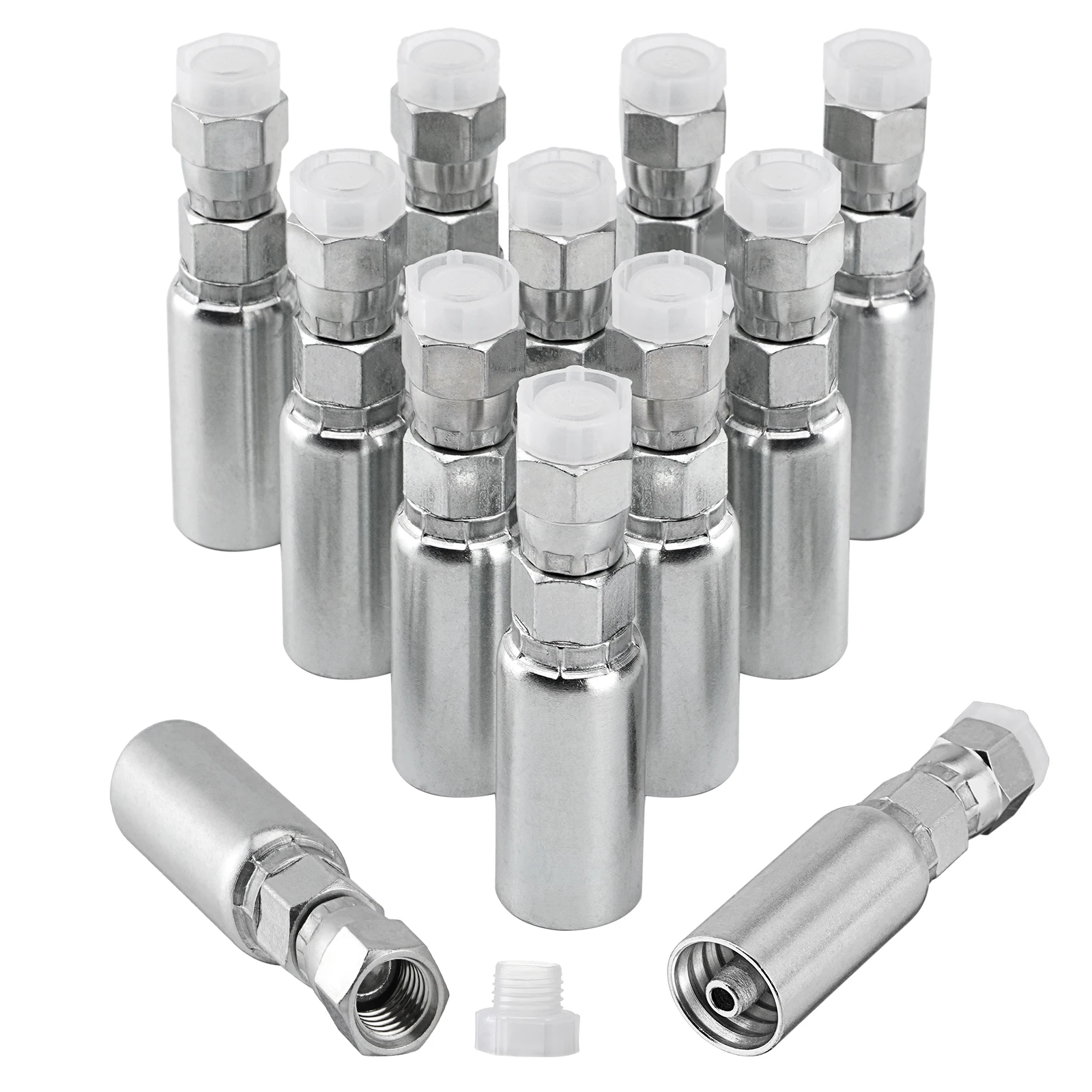 12er-Pack Hydraulikschlauch-Endstücke: 1/4 Zoll Innendurchmesser Schlauch x 1/4 Zoll JIC 37 ° Hydraulikschlauch-Endstück mit Drehgelenk und Crimpfitting für Damenhydraulik