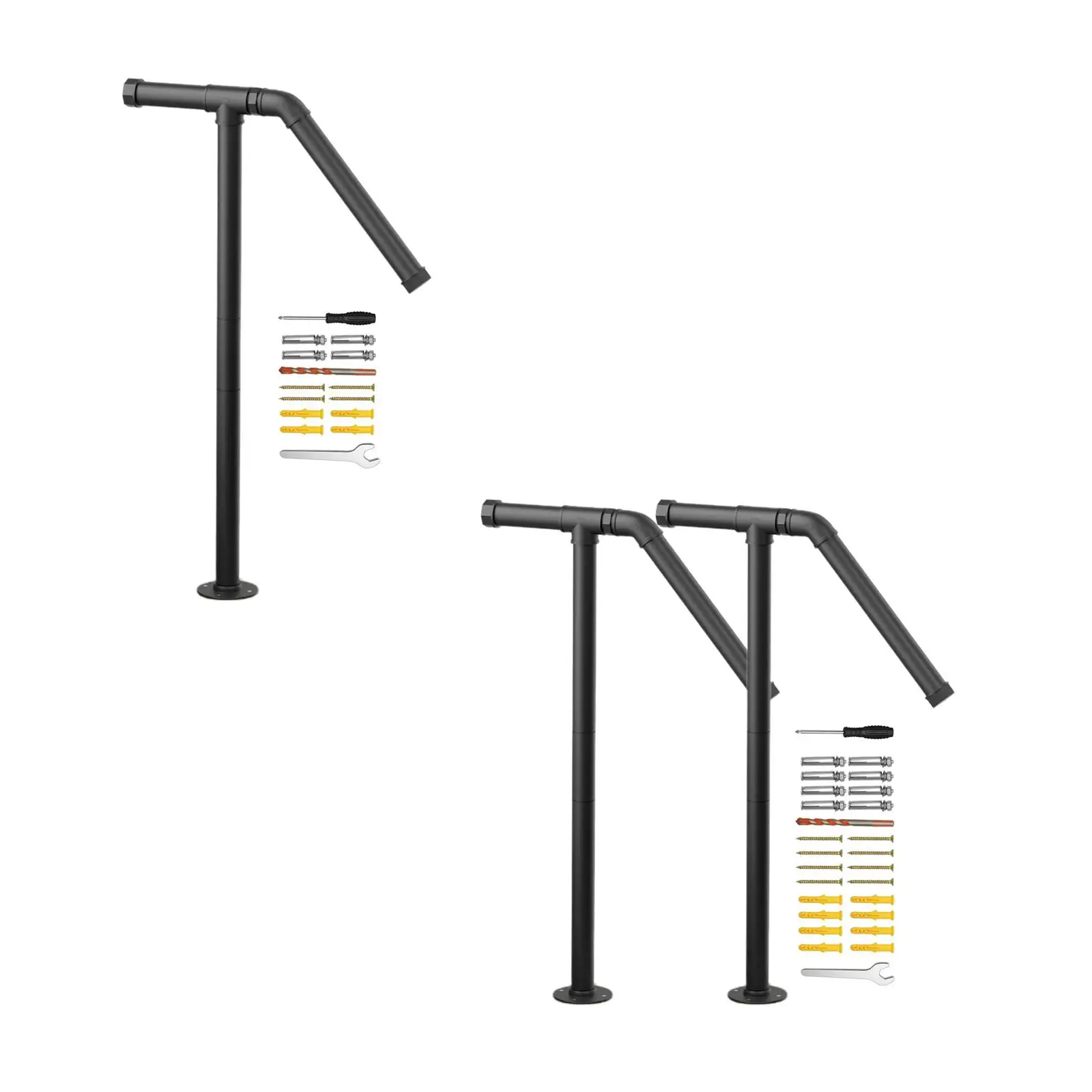 

Single Post Outdoor Handrail Fit 1-2 Steps with Base for Concrete Steps