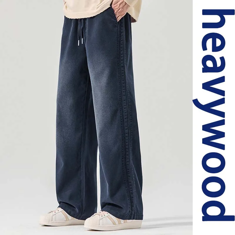 Celana Jeans Pria Klasik Model Longgar Terbaru 2025, Celana Kasual Lurus dengan Pinggang Elastis Nyaman, Celana Denim Remaja untuk Musim Gugur