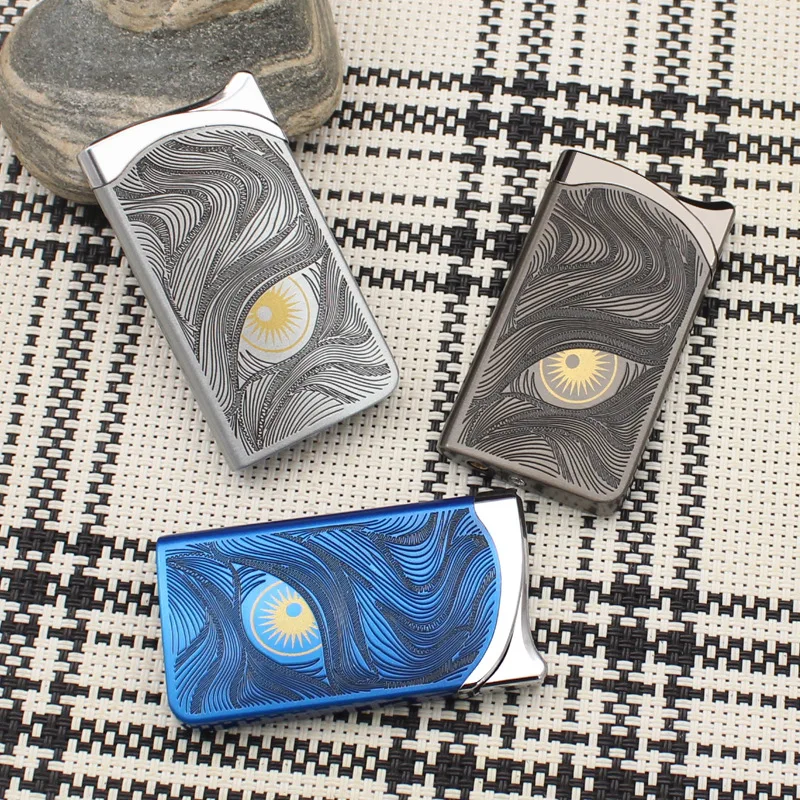 Spade A Poker Card Engraved Butane Lighter Slim Copper‑Tone Alloy Windproof Jet Flame Novelty Smoking Gadget Thin Metallic