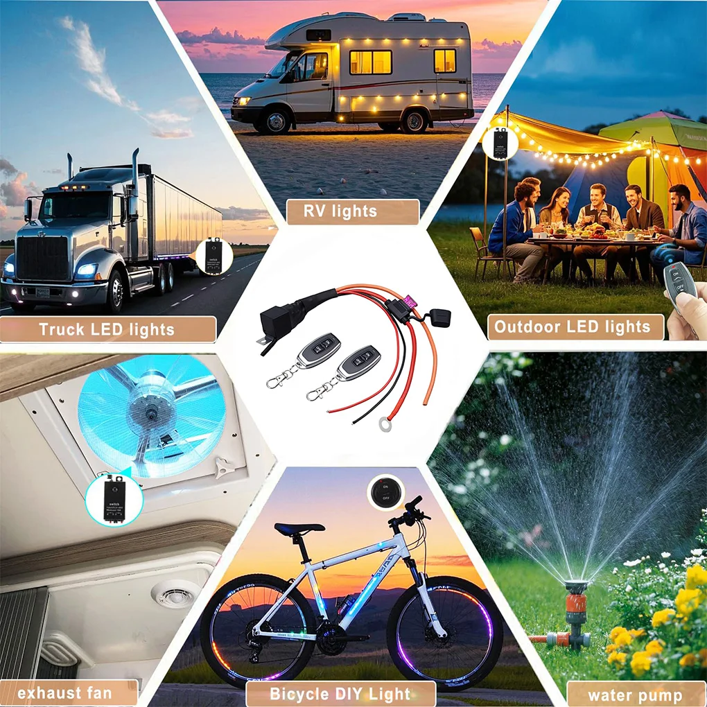 12V/24V Remote Control Switch LED Lights 2 Way Mini Wireless Switch Lamps Wireless RF