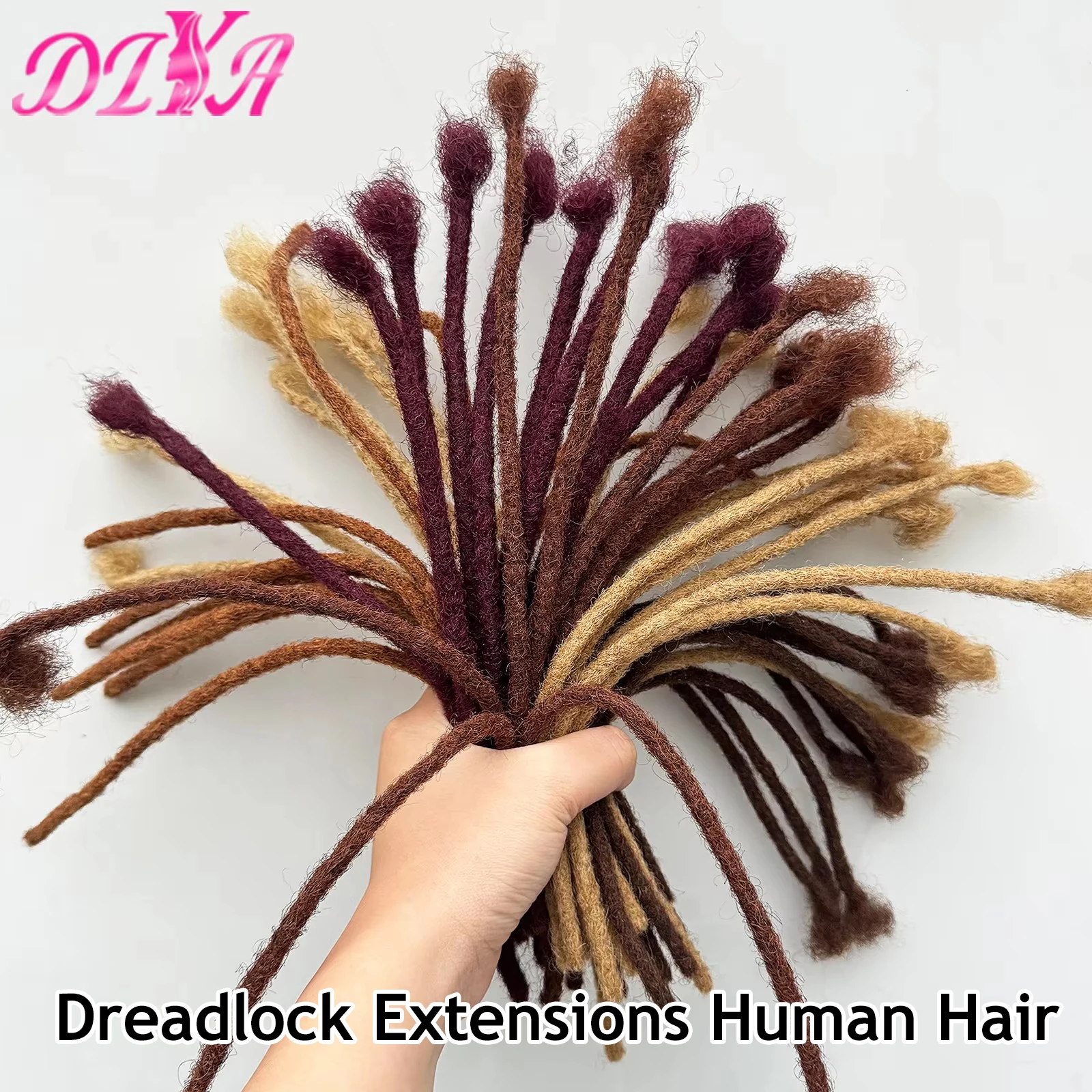 Dreadlock Extensions Human Hair 10inch 0.6cm Width 100% Full Handmade Colored Regular Locs Extension for Women/Men Can Be Dyed
