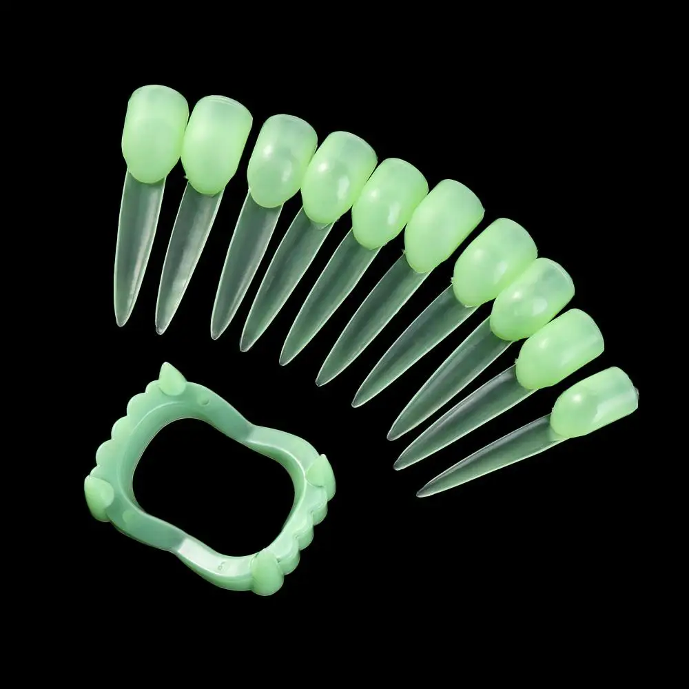 يتوهم أسنان مضيئة وهمية الأسنان توهج في الظلام الإبداعية هالوين الكلاب الأسنان سلامة صغيرة متوهجة إصبع حامي الطرف #3