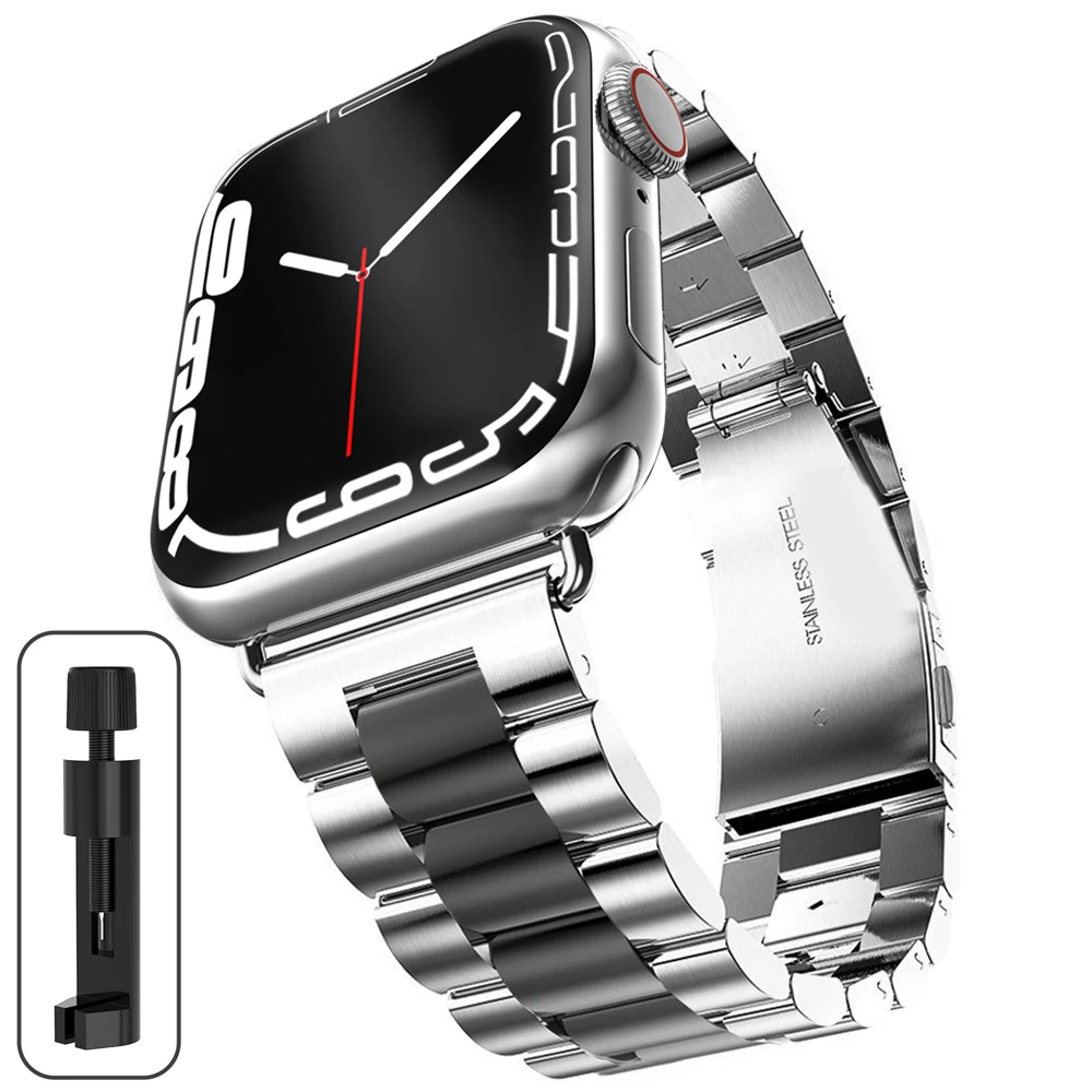 Edelstahlarmband für Apple Watch 46 mm Ultra 49 mm, Metallarmband für iWatch 12 11 10 9 8 SE 42 mm, Business-Uhrenarmband