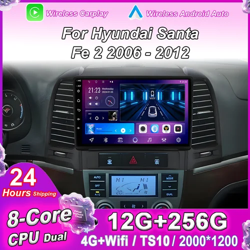 Android Carplay Auto Radio para Hyundai Santa Fe 2 2006 2007 2008 2009 2010 2011 2012 reproductor Multimedia estéreo DSP 2DIN DVD