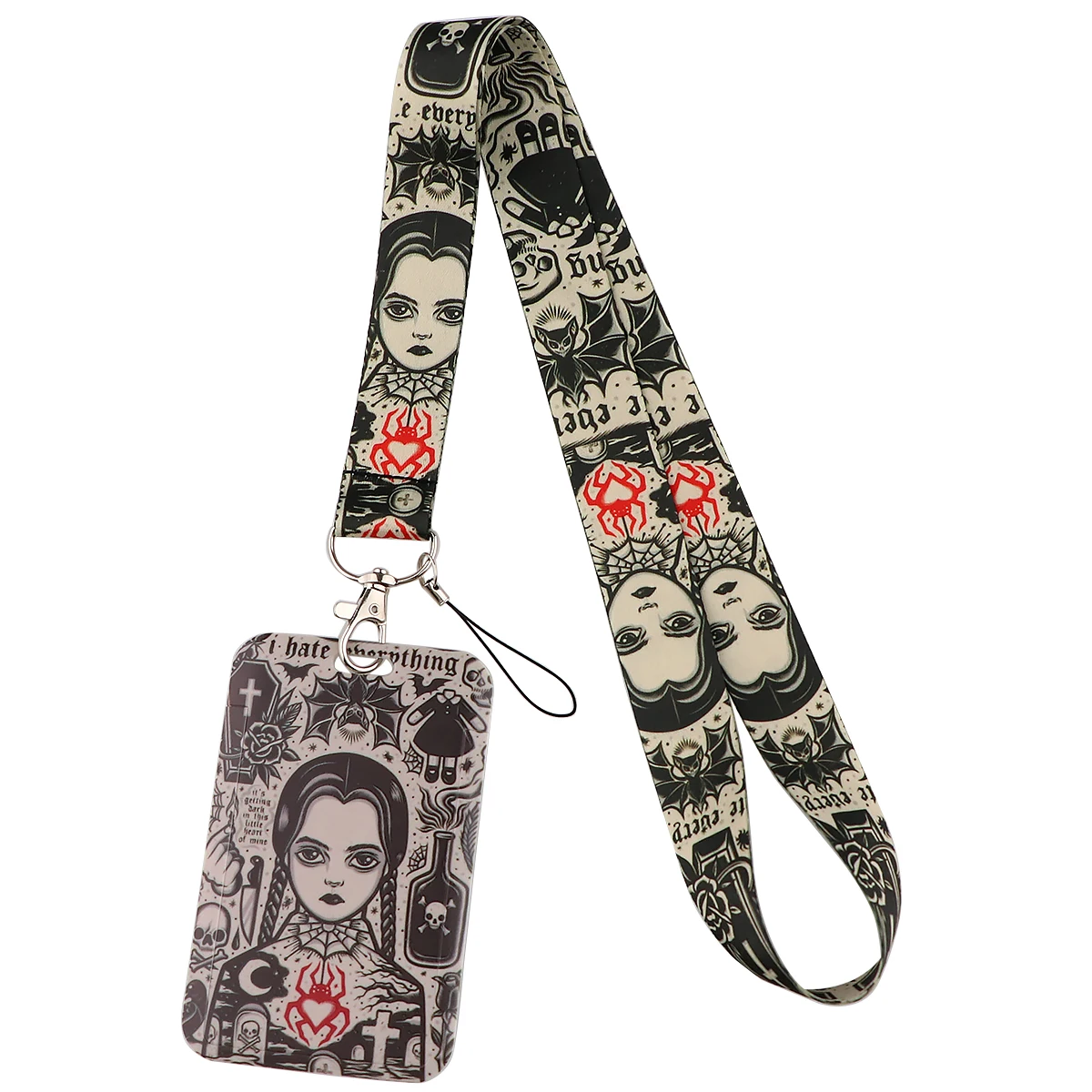 Wednesday Halloween Horror Movie Lanyards Phone Rope Badge Holder Neck Straps Set ID Card Bus Card Lanyards Fashion Accessories