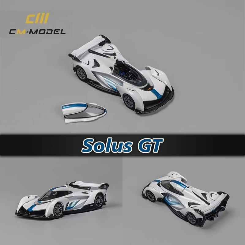 CM 1:64 Solus GT V10 White Removable Roof Diecast Diorama Car Model Collection Miniature Toy