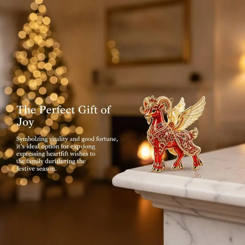 2D Acrylic Chinese Zodiac Goat Hanging Ornament Auspicious Red Gold Design For Spring Festival New Year Home Decor