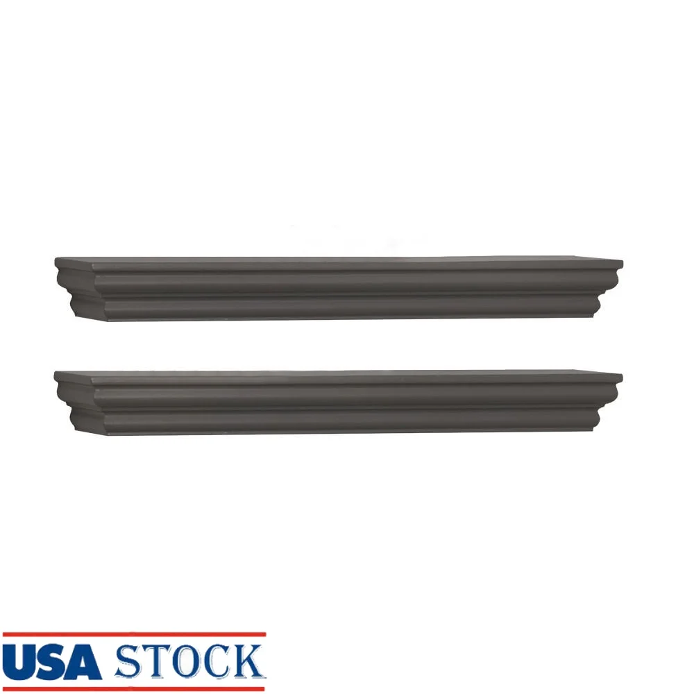 

2-х уровневые серые плавающие полки, набор из 2 прочных настенных дисплеев из МДФ с инструкциями о оборудовании, современный дизайн