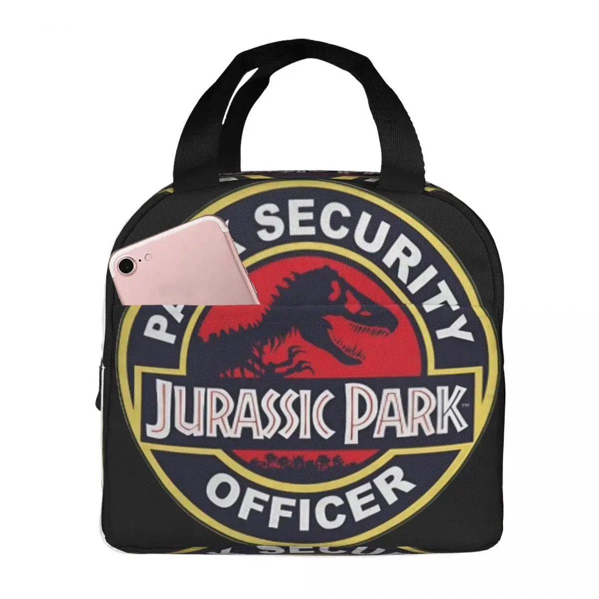 Jurassic Park Tapijt Park Security Officer Lunchtas Unisex Draagbare Koeler Geïsoleerde Lunchbox Food Bento Box