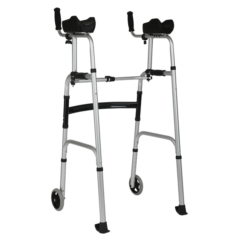 Elderly lower limb training four-legged crutch aluminum walker multifunctional hemiplegic walking aid cane