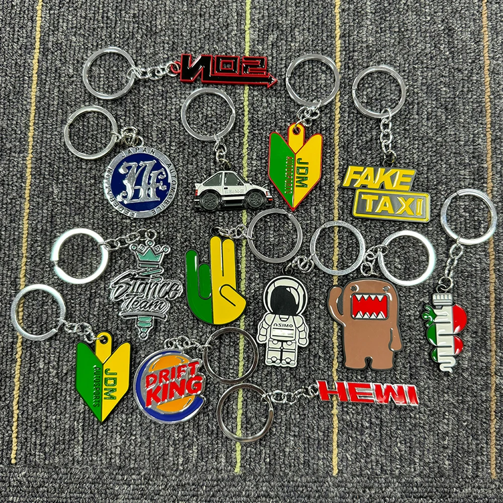 New 3D Logo Metal Keychain JDM Culture Car Auto Parts Key Chain for Domo Kun Asimo NOS JAF Keychian Racing Style Accessories