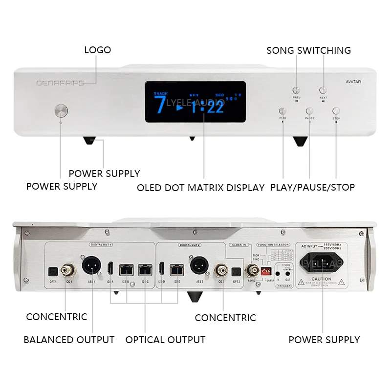 Denafrips AVATAR High Fidelity I2S Fiber Coaxial Output Lossless Music Top Open CD Player Turntable Denafrips