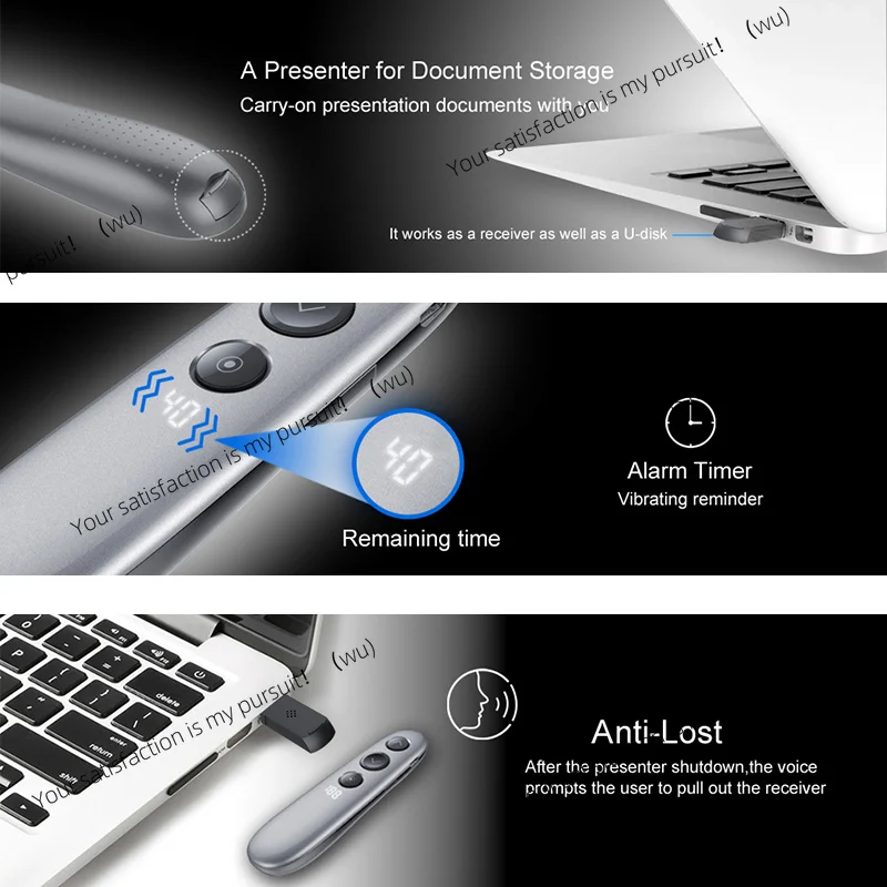 H100 Wireless Presenter Remote with Air Mouse TF Card Spotlight PPT Powerpoint Pen Pointer Presentation for Meeting Teaching