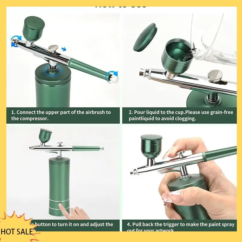 

A66Z Upgraded Airbrush Set With Air Compressor Cordless Automatic Airbrush Set Handheld Rechargeable Airbrush For Makeup