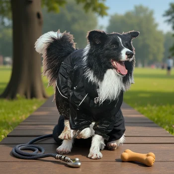 Nepromokavá venkovní bunda pro psy, oblečení, zimní teplý kabát, velká kombinéza, reflexní pláštěnka pro malé, střední a velké psy 10 nejlepší prodej pyžama pro velké psy - №7