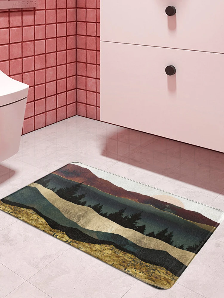Golden grey marble Carpet Entrance Doormat Bath Floor Rugs Absorbent Mat Anti-slip   Kitchen Rug for Home Decorative Foot mat