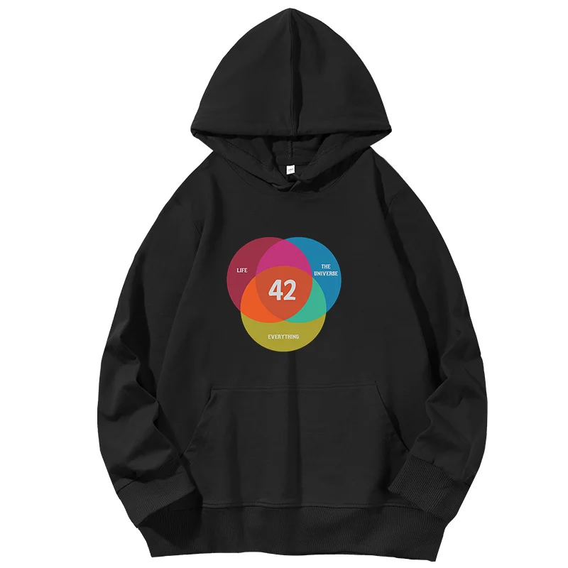 42 Forty Two Hitchkickes Guide To The Galaxy Douglas Adams Cult Book Mov Hooded Sweatshirts Spring Autumn Essentials Hoodie