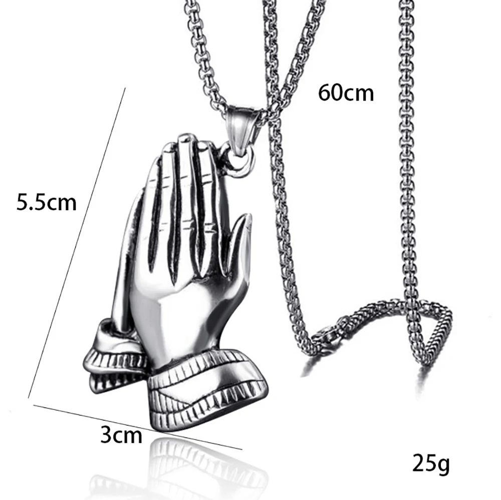 Necklace For Men Hip-hop Vintage Titanium Steel Necklace, Stylish Stainless Steel Necklace, Palm Clapping Pendant