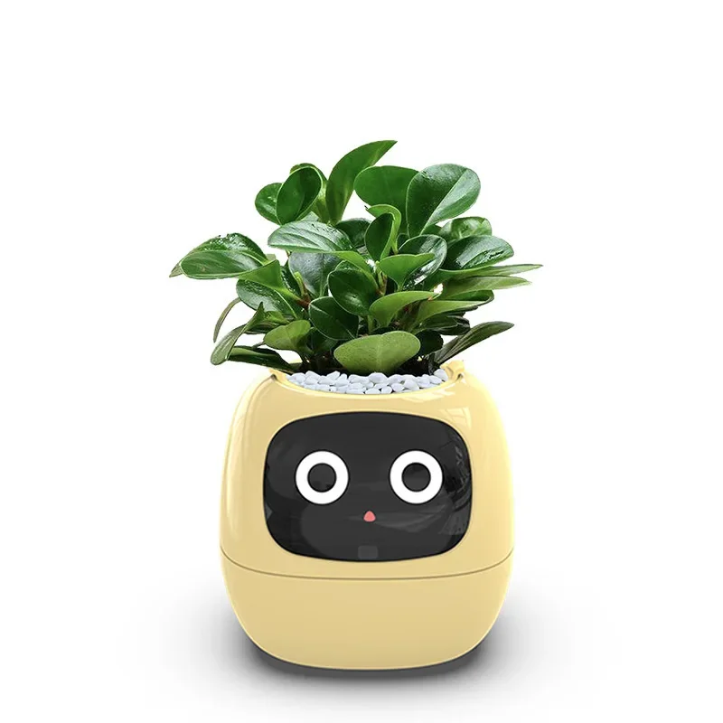 Automatic Water Absorbing Flower Pot AI Sensor digital pet flowerpot plastic Mini plant pot desktop Intelligent Smart Planter