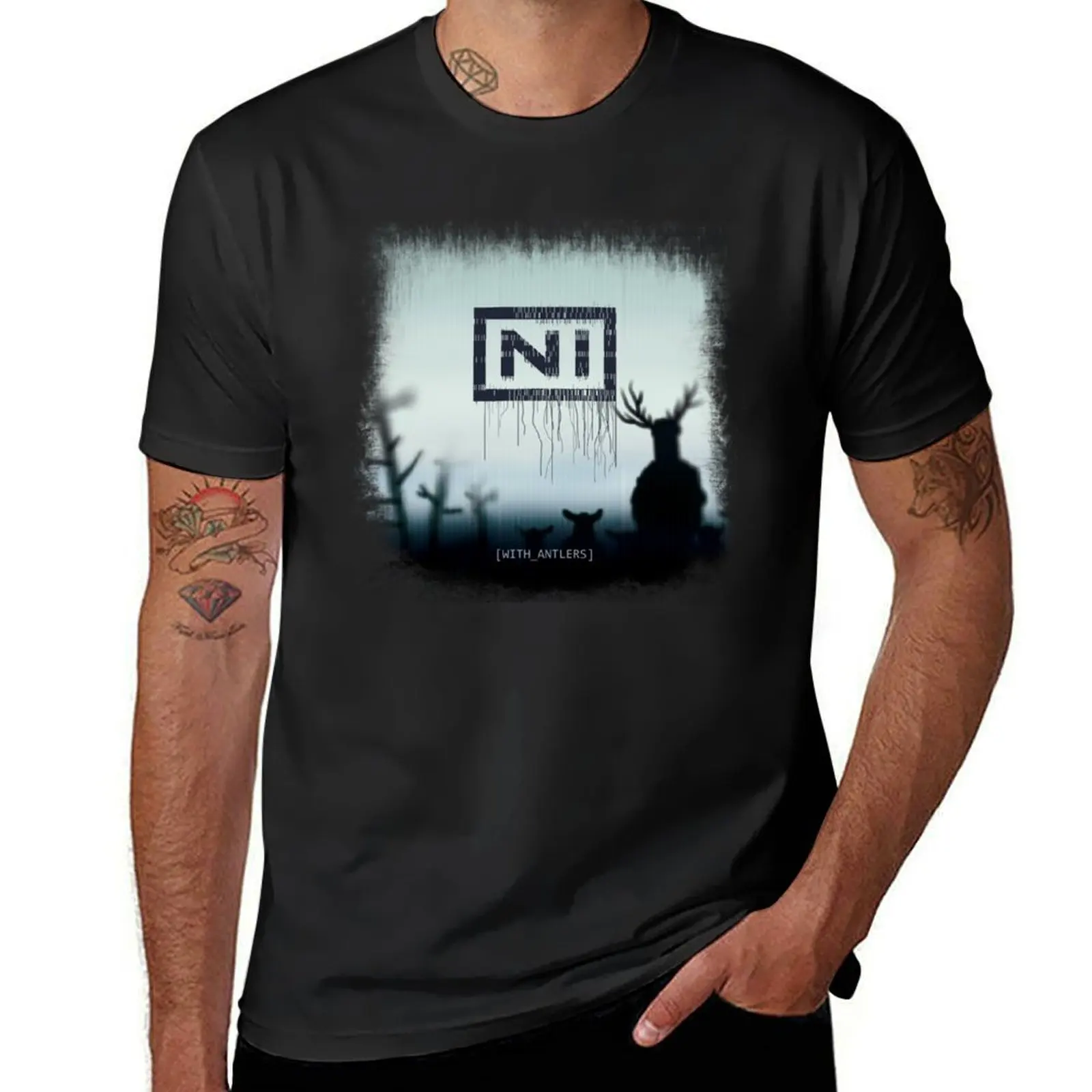 NI Knights with antlers album cover parody-music lovers humor T-Shirt vintage customs mens t shirt