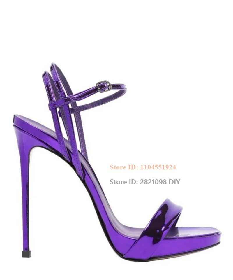 Paars lakleer platform open teen strappy hoge hak sandalen beknopte stiletto hakken slanke hak dames zomerschoenen