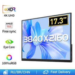 VCHANCE 17.3'' 4K Portable Monitor 3840*2160p 100%sRGB 400nits 16:9 Travel Office Display for Phone Laptop Switch Xbox Macbook