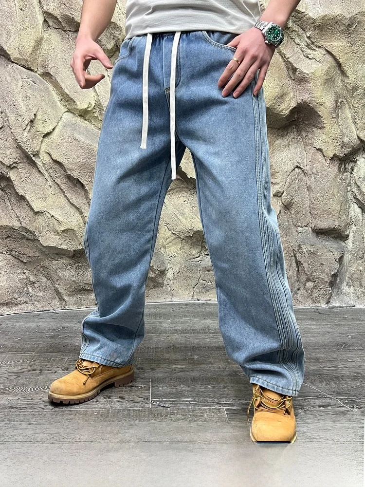 

Модные мужские джинсы прямого кроя с флисовой подкладкой, в стиле ретро, из смесового хлопка, повседневные, удобные, дышащие