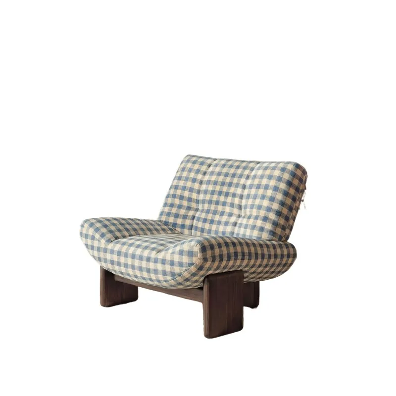 

Medieval high-end solid wood single sofa, living room, bedroom, balcony, leisure designer sofa chair