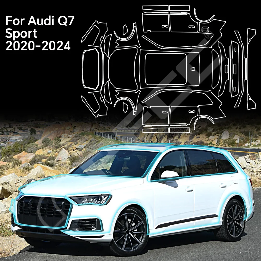 

Для Audi Q7 Sport 2020-2024: Защитная пленка из ТПУ (прозрачная, предварительно вырезанная, невидимая, самовосстанавливающаяся, устойчивая к царапинам) для кузова автомобиля