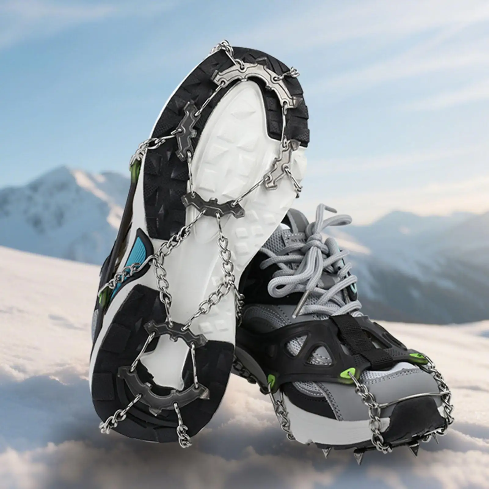 أحذية الجليد القابضون المضادة للانزلاق مقاومة للحرارة عدم الانزلاق القابض المسامير لصيد الأسماك التنزه المشي تسلق تسلق الجبال النساء الرجال #4