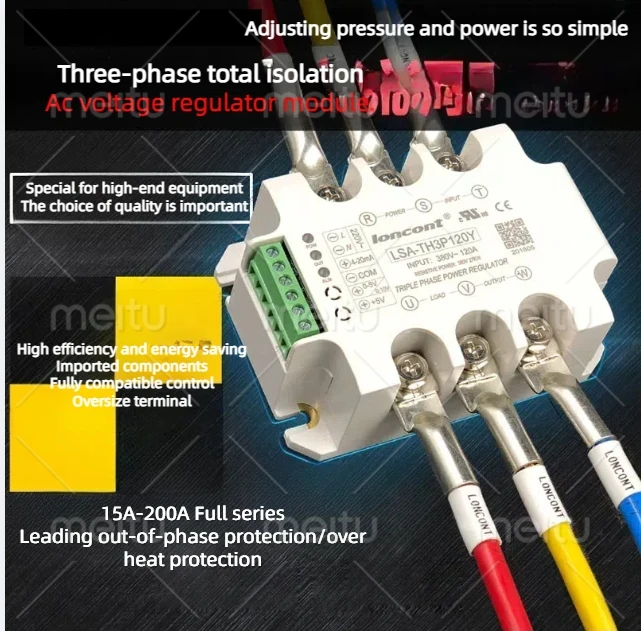 Imagem -02 - Módulo Regulador de Tensão ac Trifásico Comunicação Rs485 Modbus-rtu Scr Regulador de Potência de Escurecimento