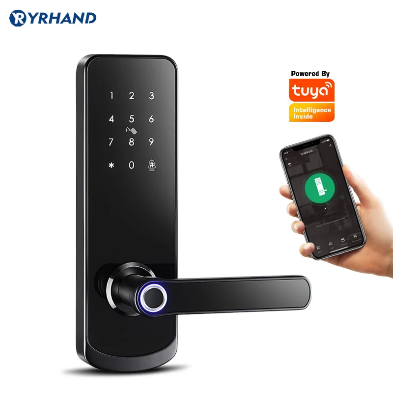 Waterproof Biometric Electronic Door Lock Digital Smart Lock Tuya App Remote Unlocking Keyless Lock Fingerprint Smart Door Lock