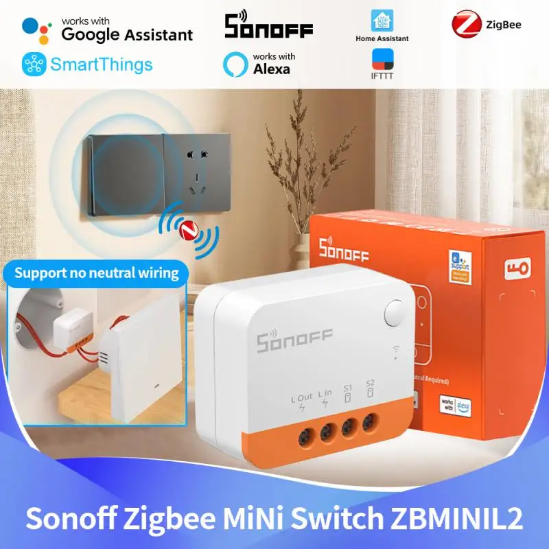 SONOFF ZBMINIL2 Zigbee Switch No Neutral Wire Required Smart Home Wireless 2 Way Module Switch eWeLink APP Alexa Google Home