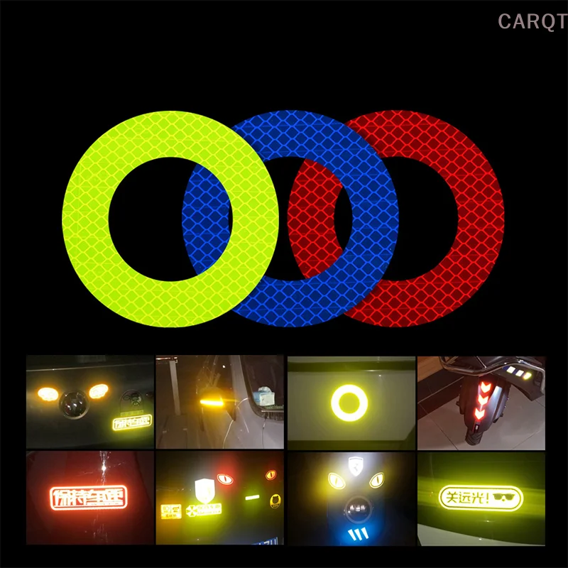 2Pcs Rings Car Reflective Sticker Decals Rear Bumper Taillight Car Warning Tapes Night Safe Scratch Cover Accesorios