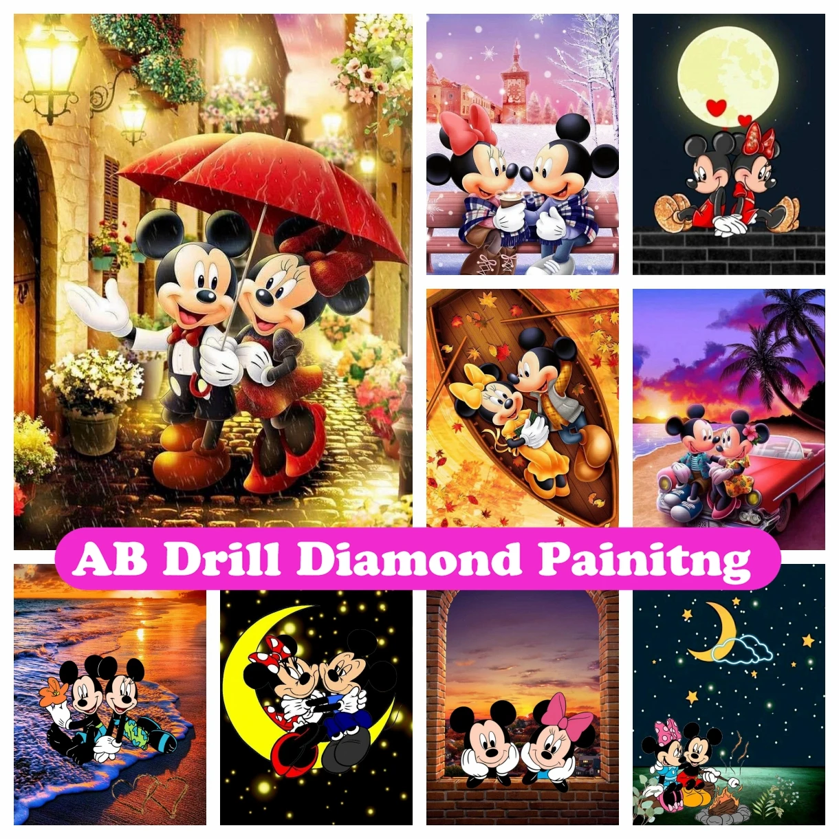 

Mickey and Minnie AB Diamond Painting Embroidery Disney Cartoon Cross Stitch Mosaic Handicraft Home Decor 2023 New Collection