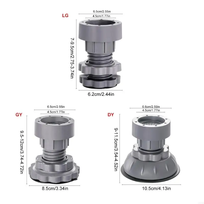 حامل الغسالة، منظم الارتفاع القابل للتعديل، مجفف الثلاجة، وسادة قدم التسوية