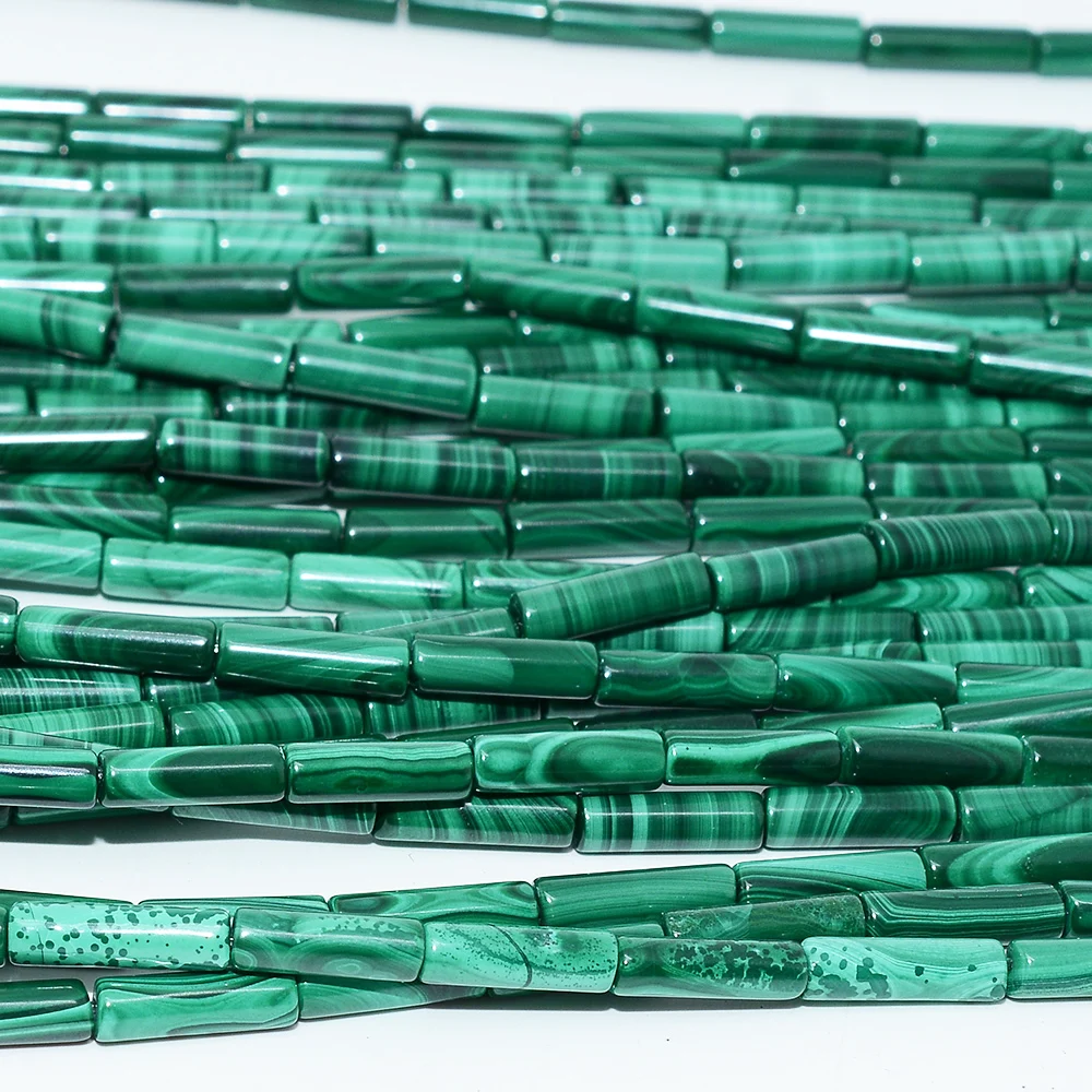 Natural Nice Pattern Malachite Round Tube Beads 4x13mm